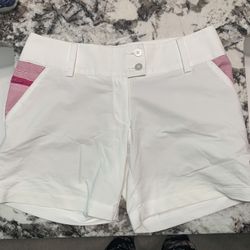 Womens Size 2 Adidas White And Pink Shorts 