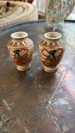 Pair of Miniature Satsuma Porcelain Vases