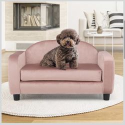 28" Length Pet Velvet Sofa Bed w/ Removable Washable Cushion