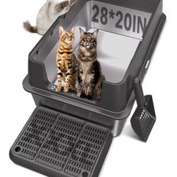 XXL Stainless Steel Cat Litter Box 