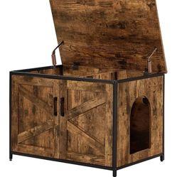  Furniture TV Stand and Unipaws Large Cat Litter Box Enclosure
