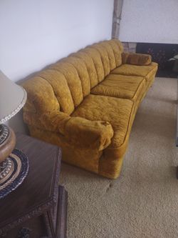 Vintage Gold Velvet Couch