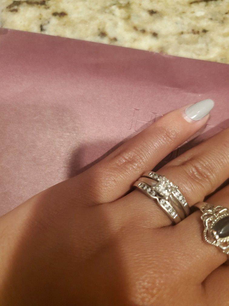 14 K Diamond Engagement Ring And Wedding Band Insert