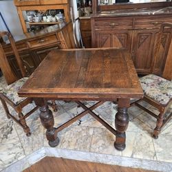 Very Cute Nice Little Wooden Expanding Table With 4 Padded Chairs Perfect For A Small Kitchen