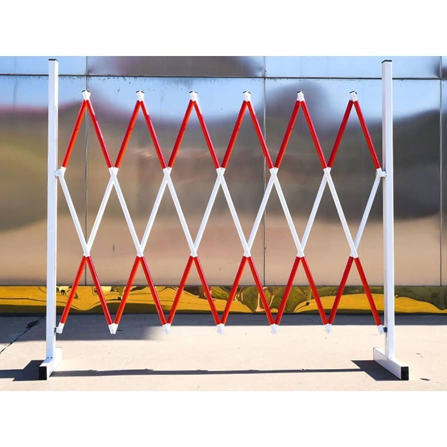 Commercial Expandable Mobile Barricade - Metal Retractable Traffic Fence - Iron Round Tube - Safety Barrier Gate - for Hospitals, Garages, 1.2x1.5m, R