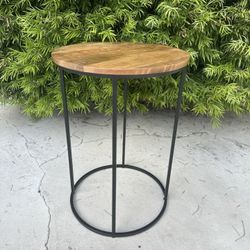 Round Wood/Metal End Table  