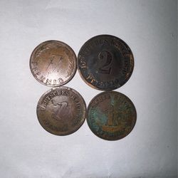 VG Germany antique 1-2 pfennig  coins