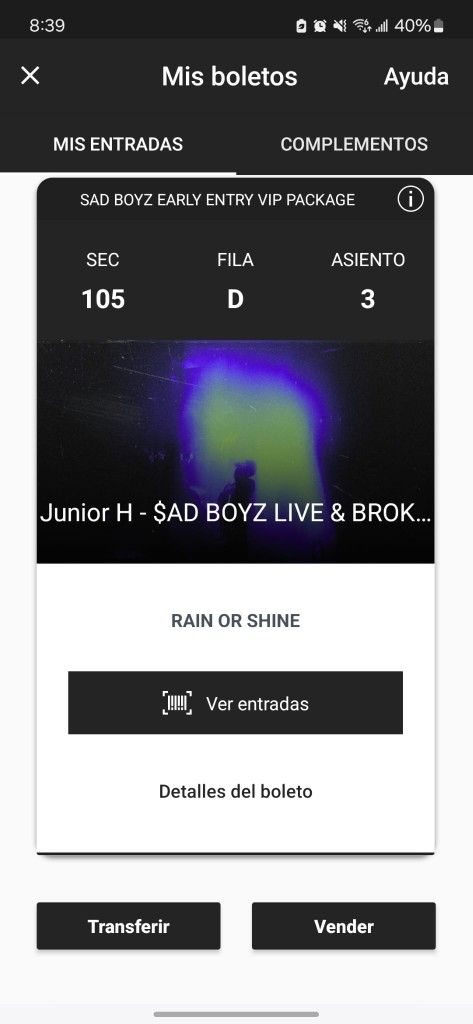 "JUNIOR H" VIP 1 Ticket for sale !!