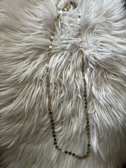Long Gold Coin Disc Chain Necklace