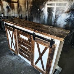 Custom Made Sliding Barn Doors Style Tv Stands With Drawers 