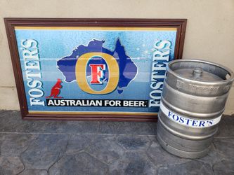 Foster's bar sin/ bar mirror & keg