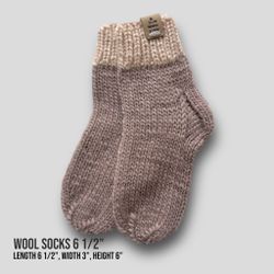 2 Pair Wool Toddler Socks 6 1/2” Size 8-9