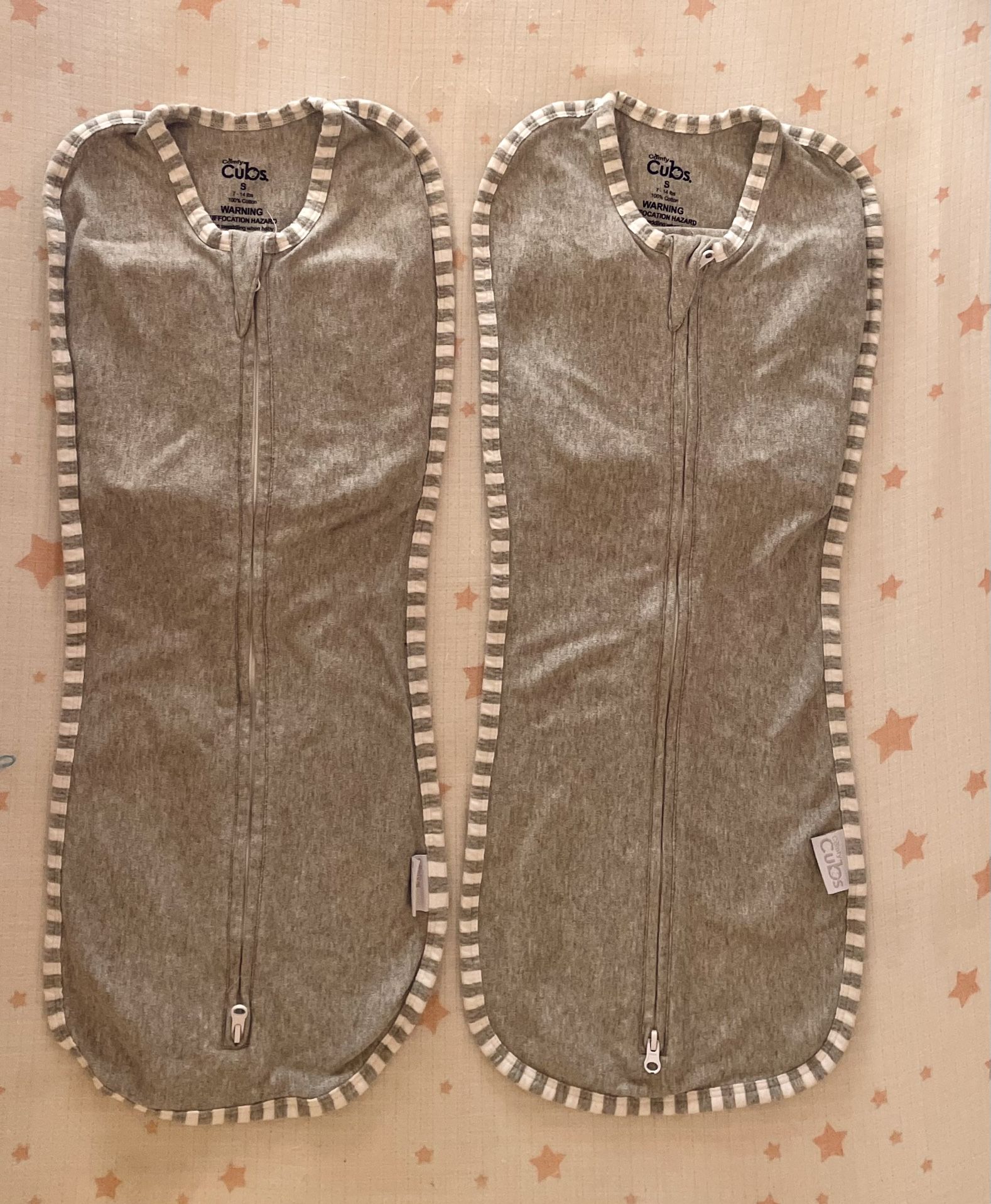 (2) Comfy Cubs Swaddle Blanket Baby Girl Boy Easy Zipper