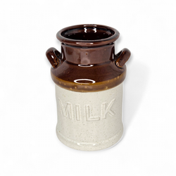 Vintage pottery milk jug vase crock utensil holder