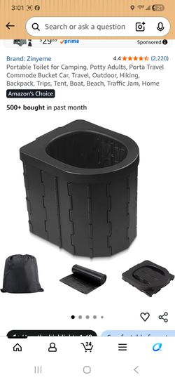 Portable Toilet for Camping, Potty Adults, Porta Travel Commode Bucket Car, Travel, Outdoor, Hiking, Backpack, Trips, Tent, Boat, Beach, Traffic Jam,