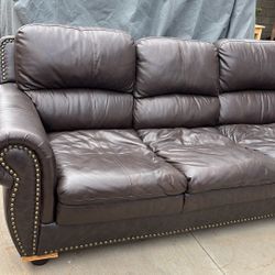 Brown Leather Couch - Free