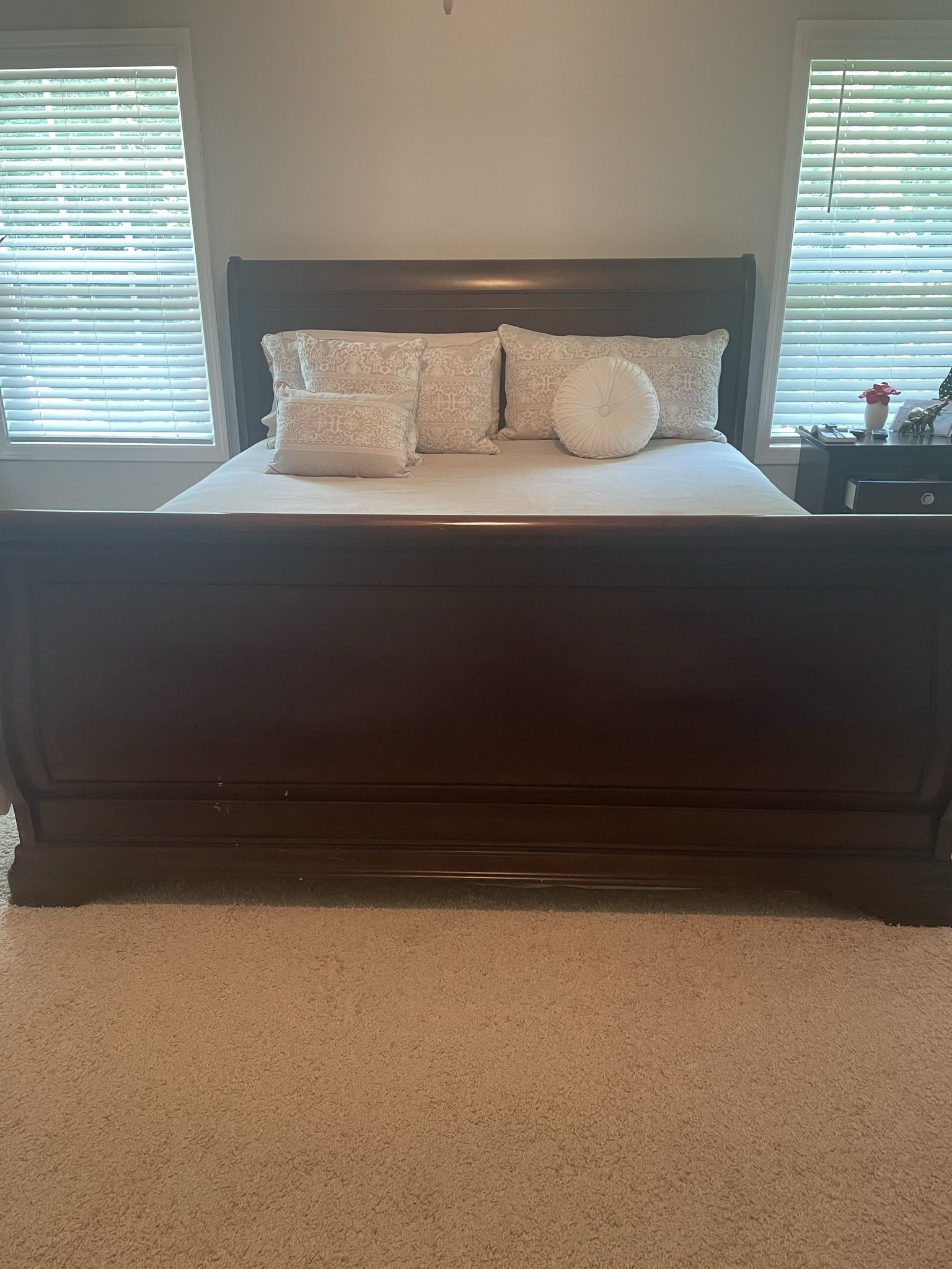 Heavy Sleigh King Bed And Highboy