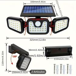 Pack de 4 luces de seguridad con sensor de movimiento y panel solar