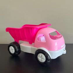 Pink Dump Truck Vehicle Toy Tilting Bed Push Along 12 Inch Toddler Children