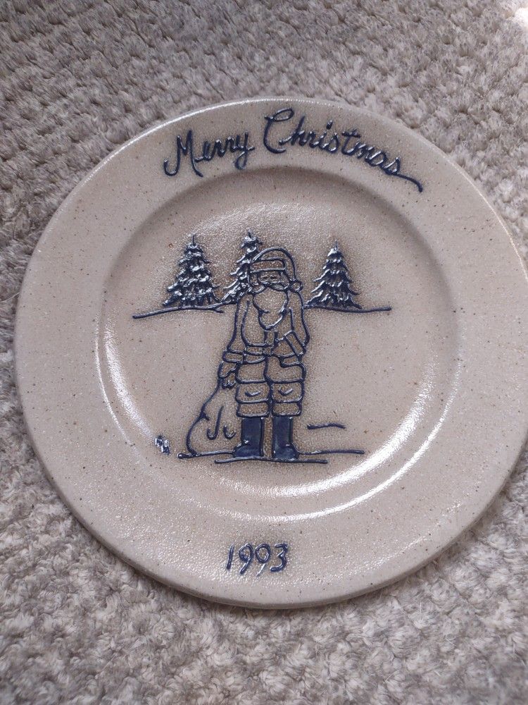 1993 Merry Christmas Vintage Salmon Falls Pottery Plate