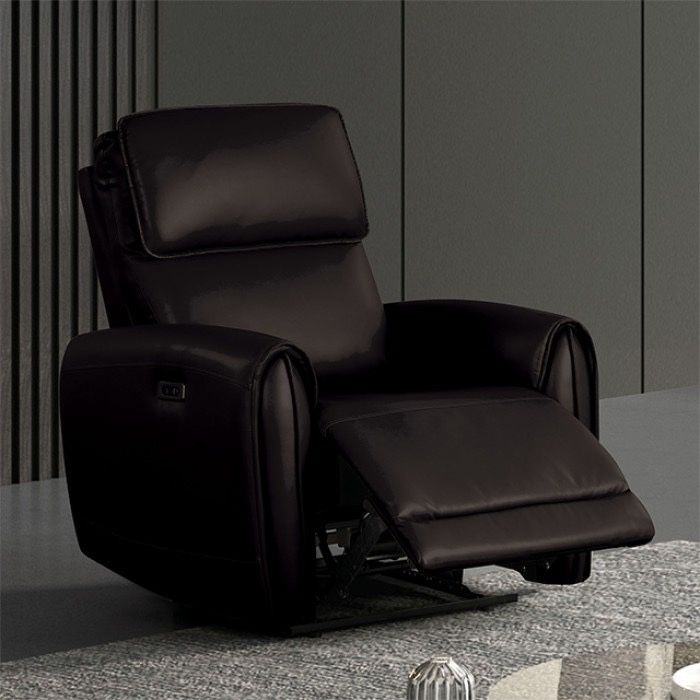 BACK POWER RECLINER LEATHERETTE CHAIR USB A C CHARGERS