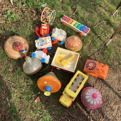 Old Vintage Toy Lot Fisher-Price Spin Top Spinner