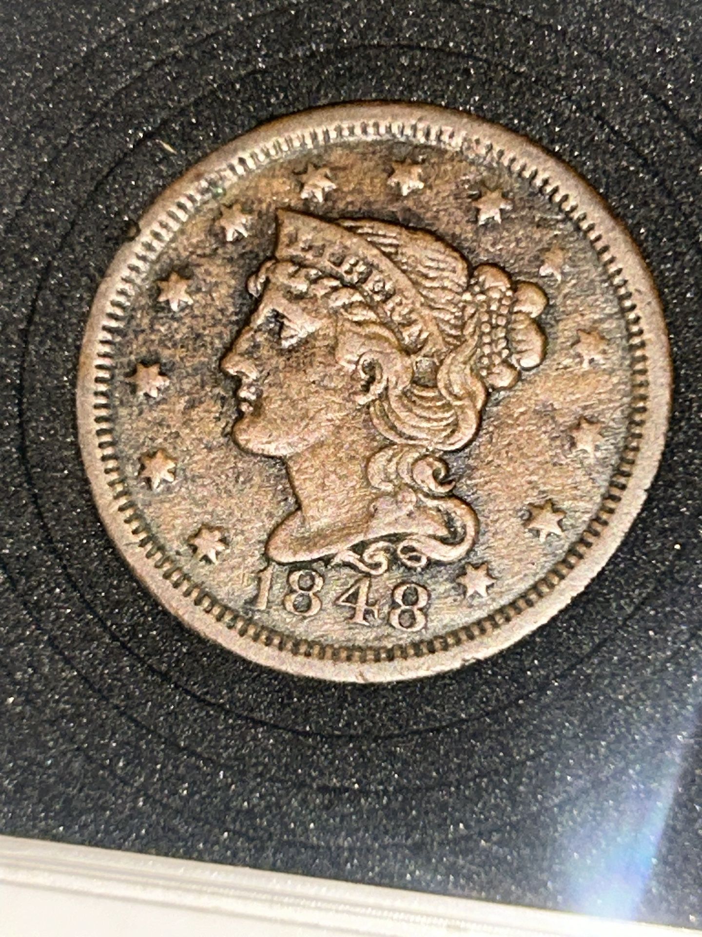 1848 large cent nice higher grade uncleaned original little dirt.Ready for a set