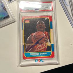 Dominque Wilkins 1986 Fleer On Card Auto Psa 