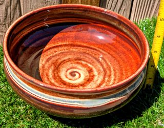 2018 Pepin Farm Pottery (Deneen) 50+ ounce Footed Brown/Blue Bowl ~Signed, Thrown & Glazed by Peter Deneen