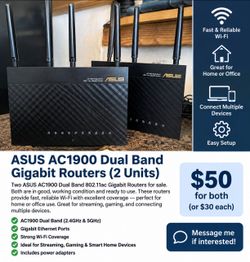 ASUS AC1900 Dual Band Gigabit Router – 2 Units