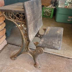 Antique Desk, Metal Legs, Andrews, Co., Chicago