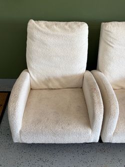 Pair of Cream Boucle Accent Chairs