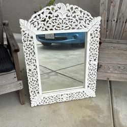 White Wood Frame Mirror