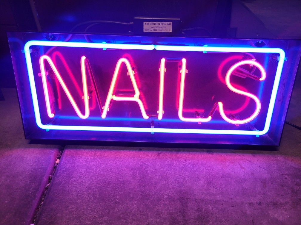 Neon Sign Advertising Sign NAILS Glass Tube Neon Gameroom Advertising Collection Neon Collection