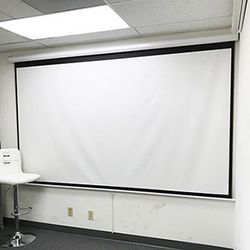 (Brand New) $60 Manual 100” 16:9 Projector Screen Manual Pull Down Matte White Viewing Area: 87x49”