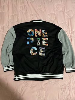 One Piece Anime Varsity Jacket - Black & Grey Size XL