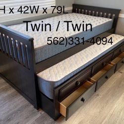 New Captain Twin/Twin Bed W/New Mattresses