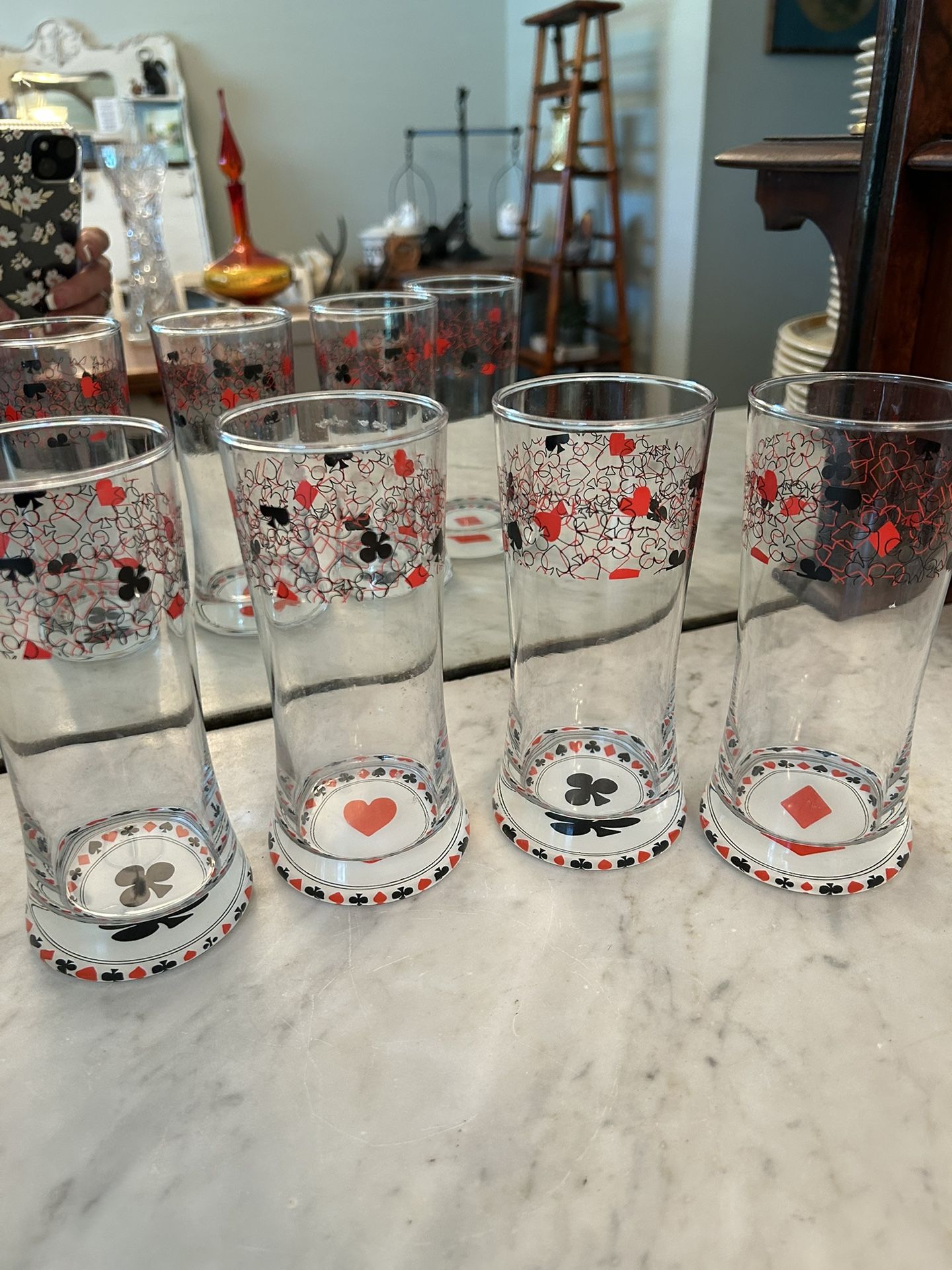 Vintage Retro Playing Card Suites Bar Glasses,Vintage Barware