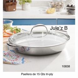 Princess House Paellera De 15 Qts Tri-ply Nueva En Su Caja 
