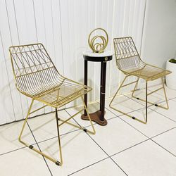 Chairs …. Gold Tone French  Metal Dining Chairs 2-Pack Chairs 