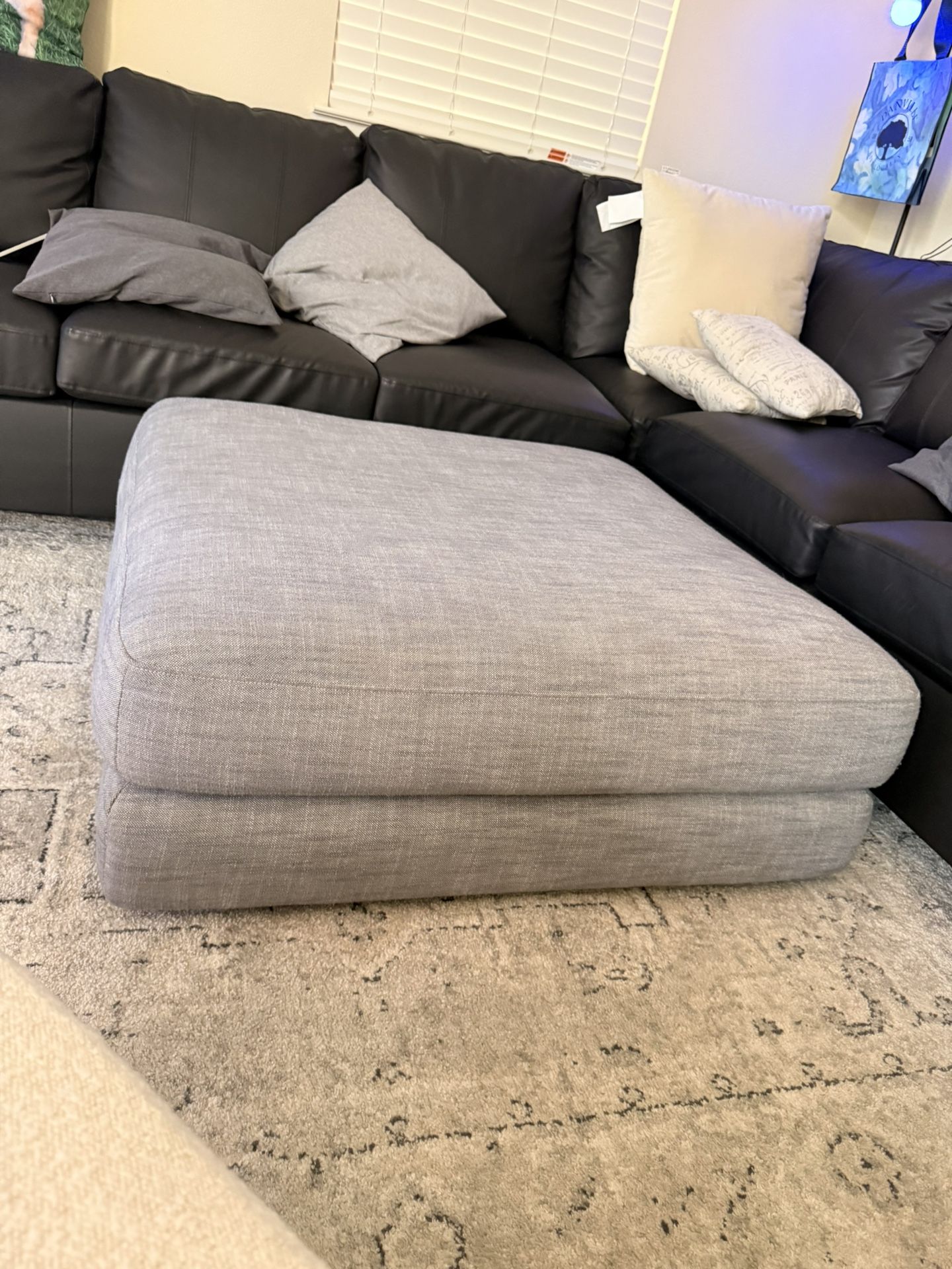 West Elm Haven Ottoman – Gray, Excellent Condition
