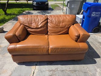 Brown Genuine Leather Loveseat & Ottoman | Very Comfortable | $200 OBO