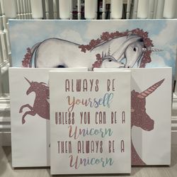 Unicorn pictures set of 4