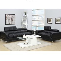 Gorgeous Black Colored 2 piece Sofa and Loveseat Set