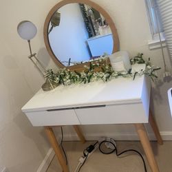 Vanity Desk, Dresser With Mirror, Shelf