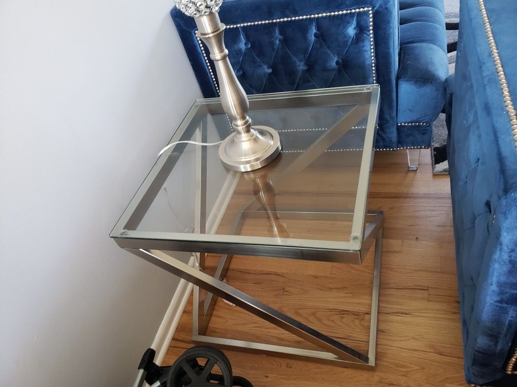 Stainless steel square center and coffee tables 3 pieces no damages!