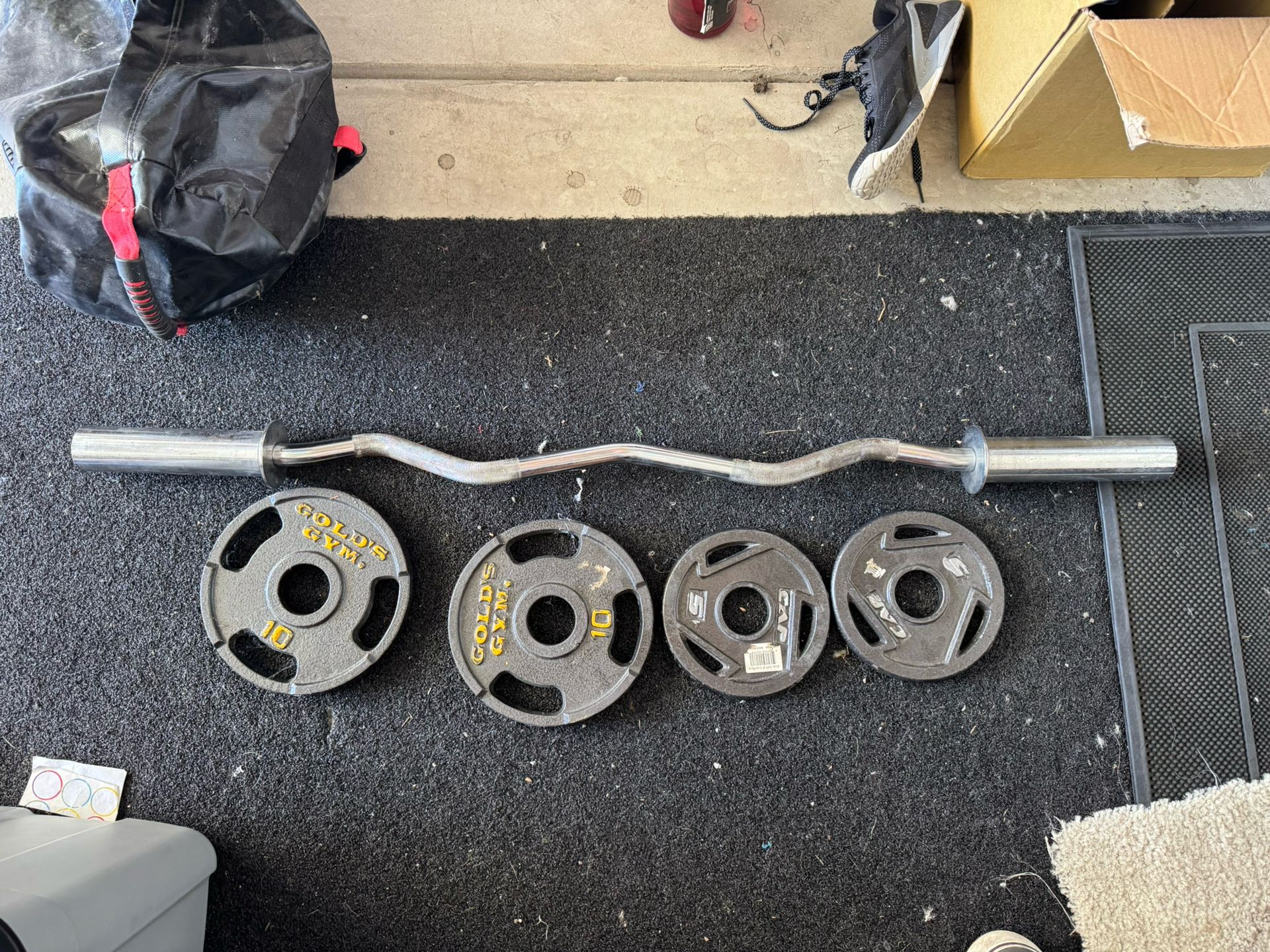 Ez Curl Bar (2 In.) w/ 10lb and 5lb Weights