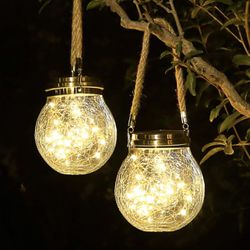 4Pack Solar LED Hanging Lantern Light Retro Waterproof Garden Yard Decor Lamp