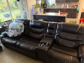 Real leather recliner sofa.