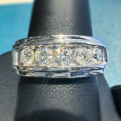 MGW 10k solid white gold 1.2 CTW Natural Diamond wedding band channel set men’s ring size 9.5